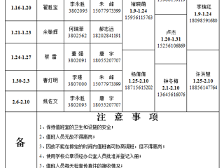 bat365中文官方网站（相山校区）学校办公室 2023年寒假值班表