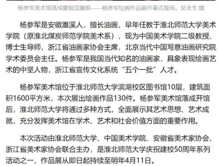 《美术报》《安徽日报》《淮北日报》报道：杨参军美术馆在bat365中文官方网站落成